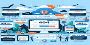Een gedetailleerde infographic over een 404-foutpagina met verschillende elementen en instructies om gebruikers te helpen de Fehlerseite 404 te beheben.