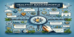 Gedetailleerde infographic die een gezonde backlinkprofiel uitlegt, benadrukt hoe aantrekkelijke hyperlinks bijdragen aan zoekmachineoptimalisatie.