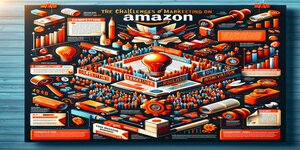 De uitdagingen van marketing op Amazon - Gedetailleerde illustratie die het complexe proces van Amazon-marketing weergeeft.