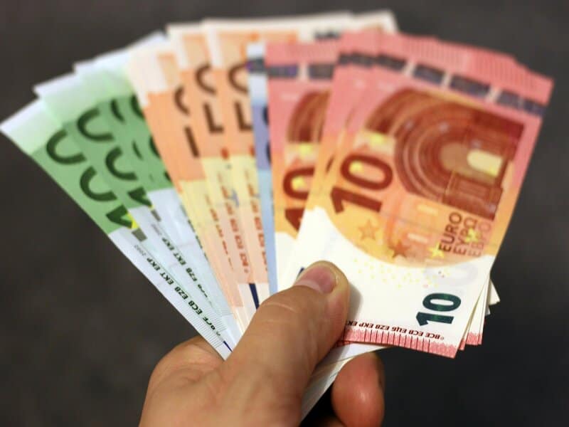 Foto van een hand die diverse Euro bankbiljetten vasthoudt, wat staat voor de financiële resultaten en investeringen in online marketing Nederland